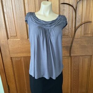 Daisy Fuentes gray Gathered Neck Blouse